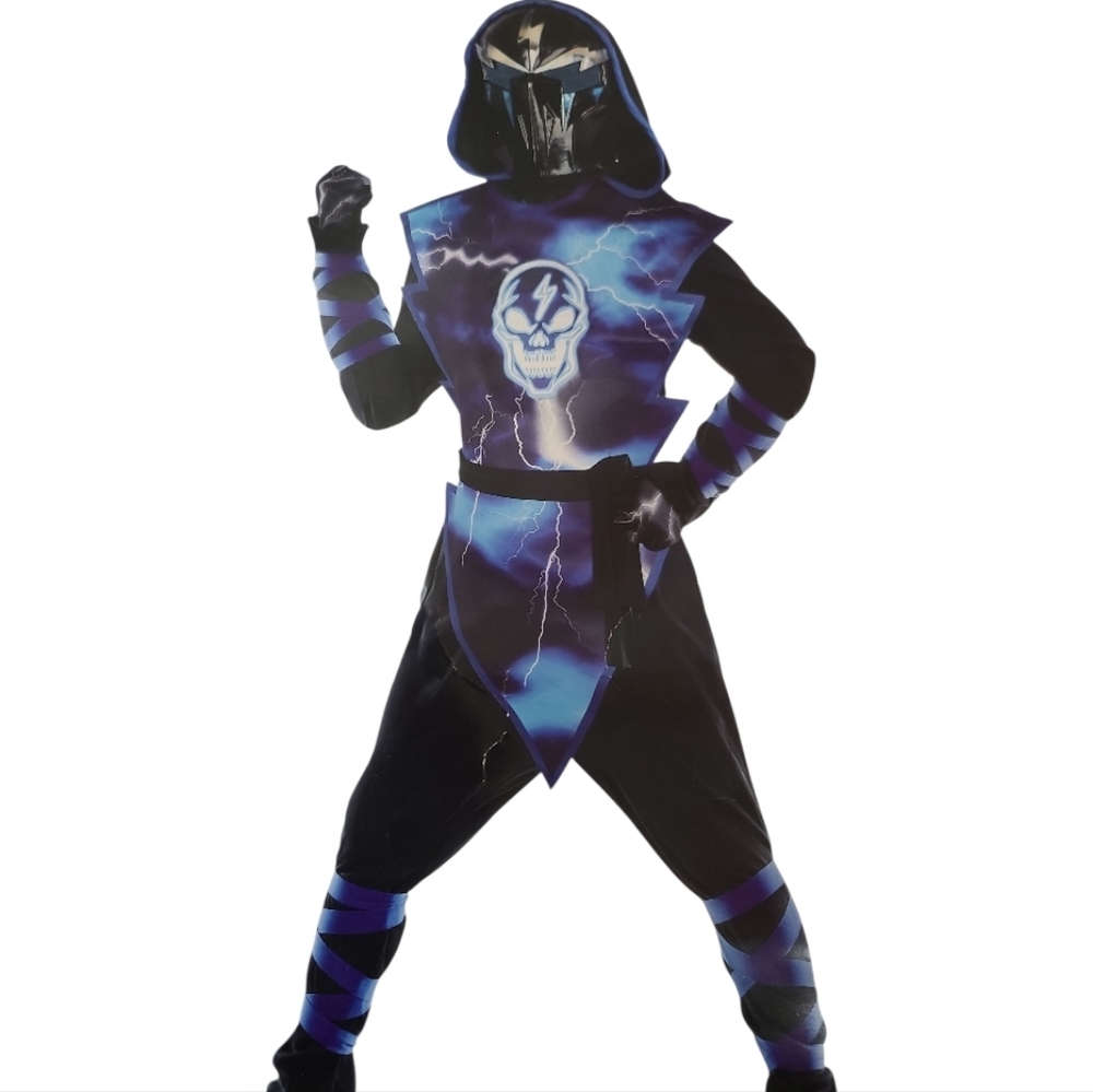 Spirit Halloween Kids Xtreme Ninja Costume W/Light Up Talking Mask Cosplay 12/14